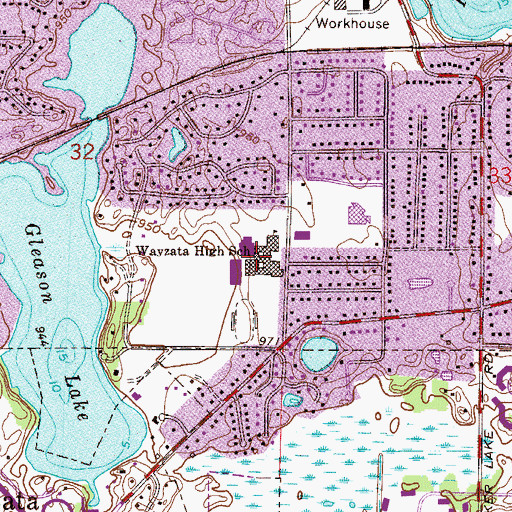 Topographic Map of Wayzata High School, MN