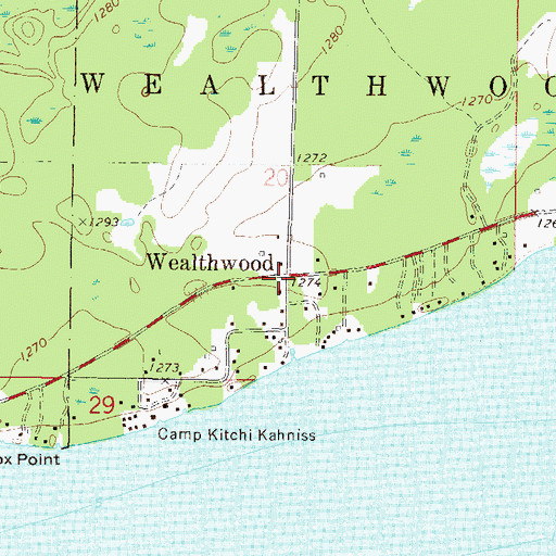 Topographic Map of Wealthwood, MN
