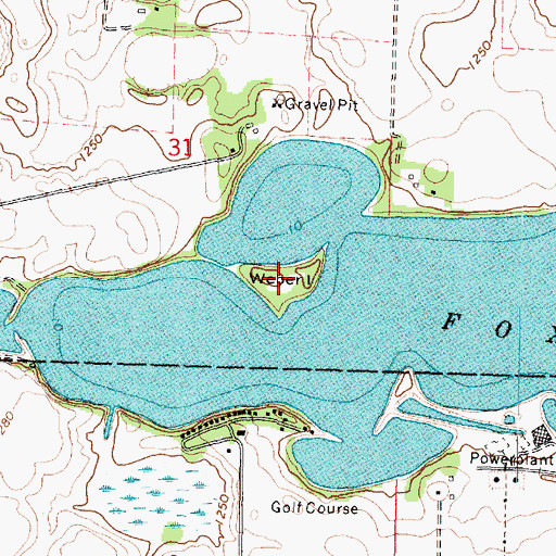 Topographic Map of Weber Island, MN