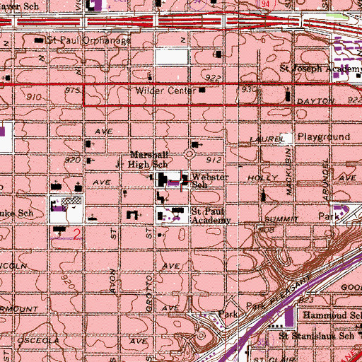 Topographic Map of Webster School, MN
