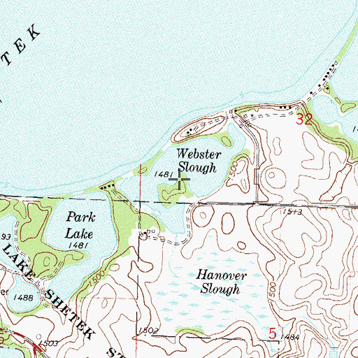 Topographic Map of Webster Slough, MN