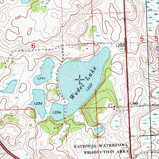 Topographic Map of Wedel Lake, MN
