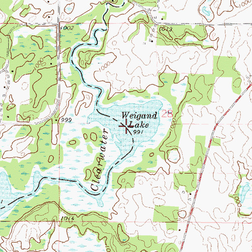 Topographic Map of Weigand Lake, MN