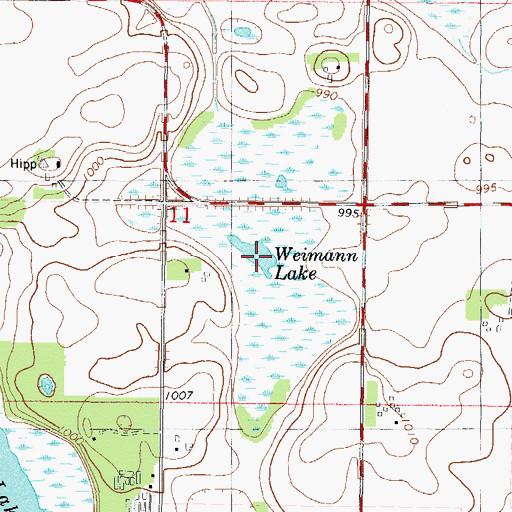 Topographic Map of Weimann Lake, MN