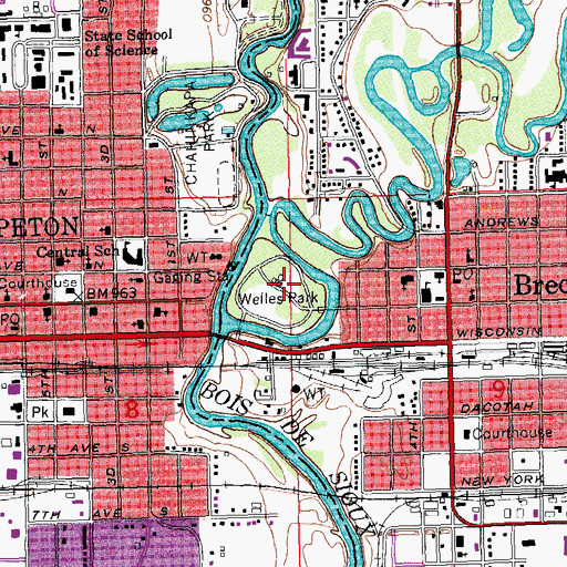 Topographic Map of Welles Park, MN