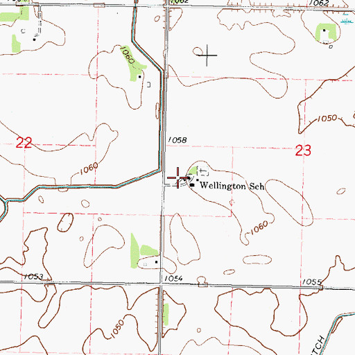 Topographic Map of Wellington School, MN