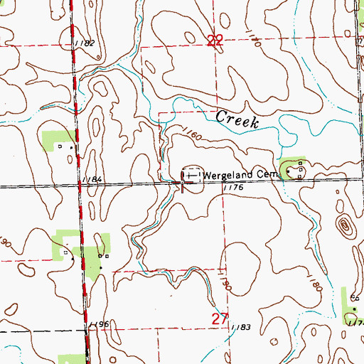 Topographic Map of Wergeland Cemetery, MN
