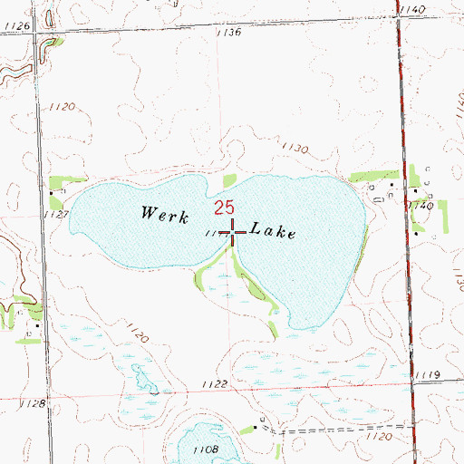 Topographic Map of Werk Lake, MN