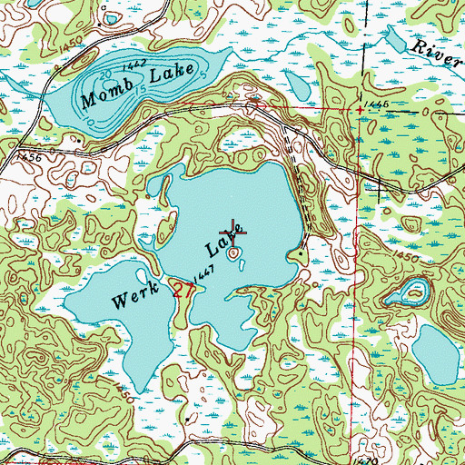 Topographic Map of Werk Lake, MN