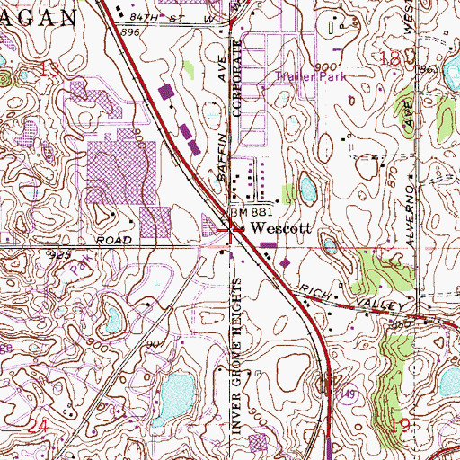 Topographic Map of Wescott, MN
