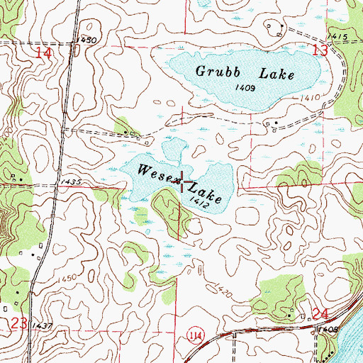 Topographic Map of Wesen Lake, MN