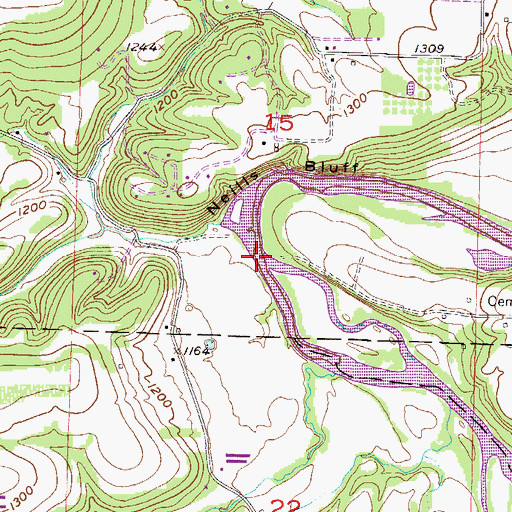 Topographic Map of Neills Bluff Ford (historical), AR