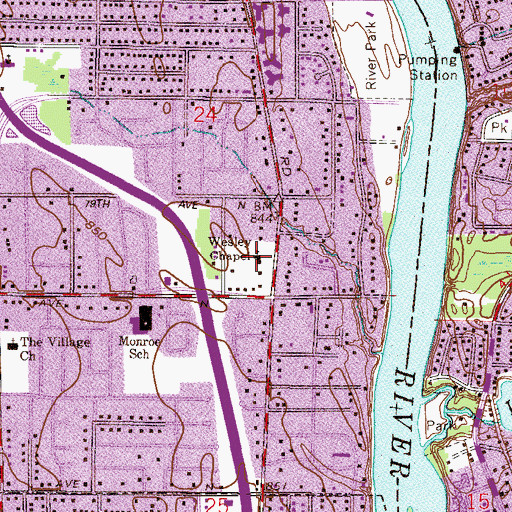 Topographic Map of Wesley Chapel, MN