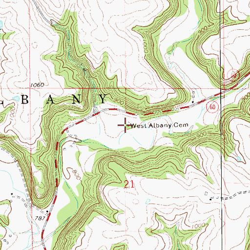 Topographic Map of West Albany Cemetery, MN