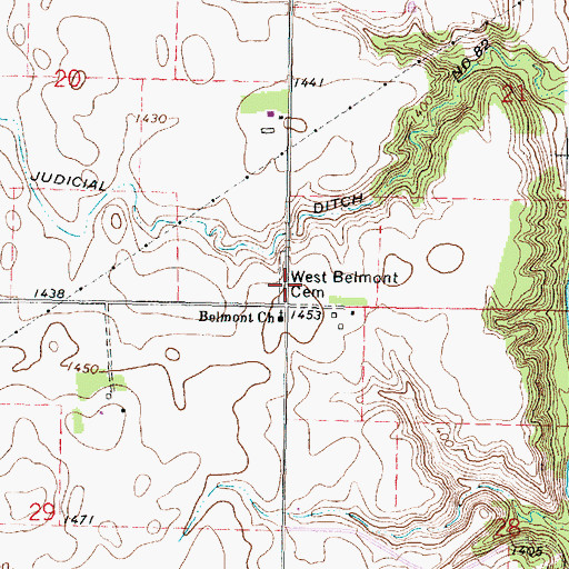 Topographic Map of West Belmont Cemetery, MN