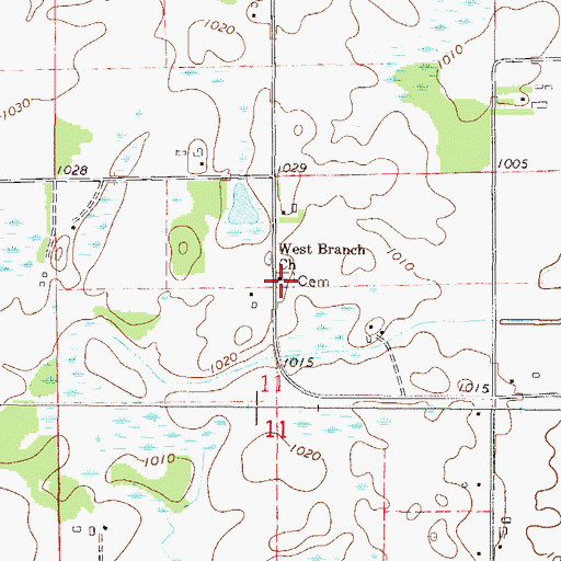 Topographic Map of West Branch Church, MN
