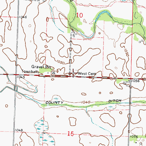 Topographic Map of West Cemetery, MN
