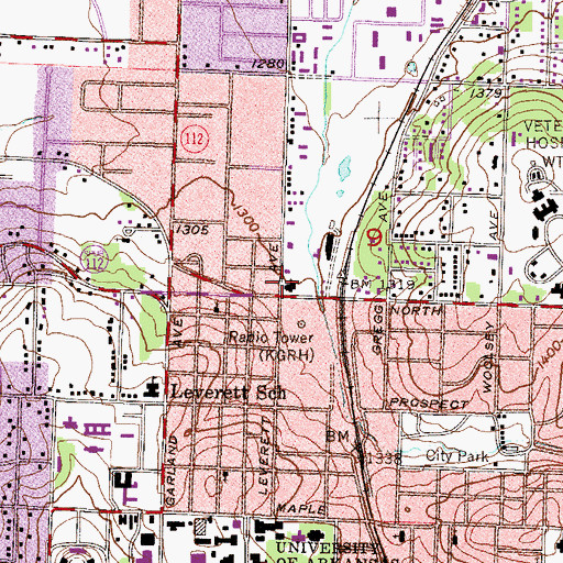 Topographic Map of North Street Church of Christ, AR