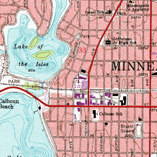 Topographic Map of West High School, MN