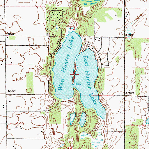 Topographic Map of West Hunter Lake, MN