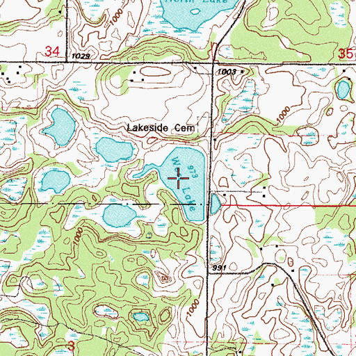 Topographic Map of West Lake, MN