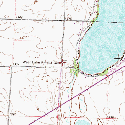 Topographic Map of West Lake Amelia Cemetery, MN