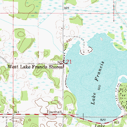 Topographic Map of West Lake Francis Shores, MN