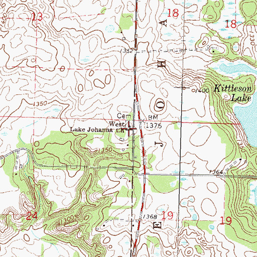 Topographic Map of West Lake Johanna Church, MN