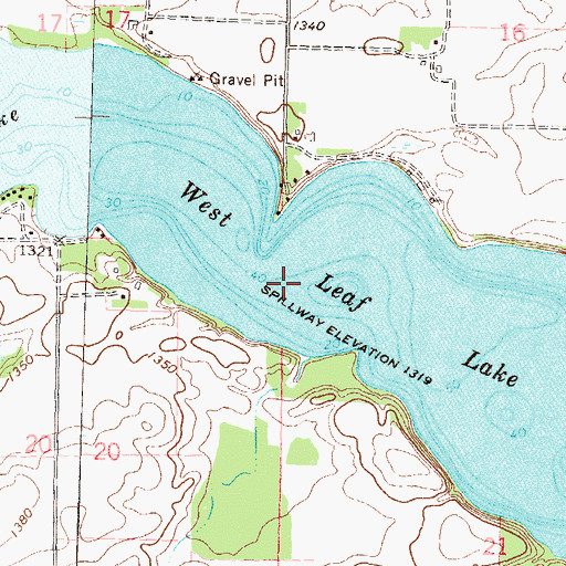 Topographic Map of West Leaf Lake, MN