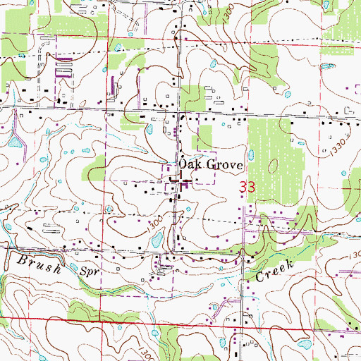 Topographic Map of Oak Grove Baptist Church, AR