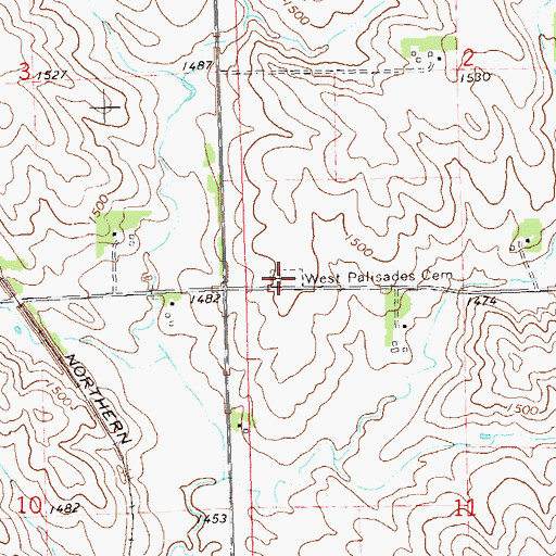 Topographic Map of West Palisades Cemetery, MN