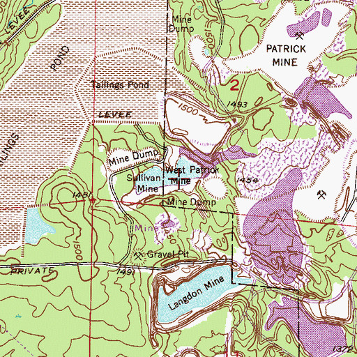 Topographic Map of West Patrick Mine, MN