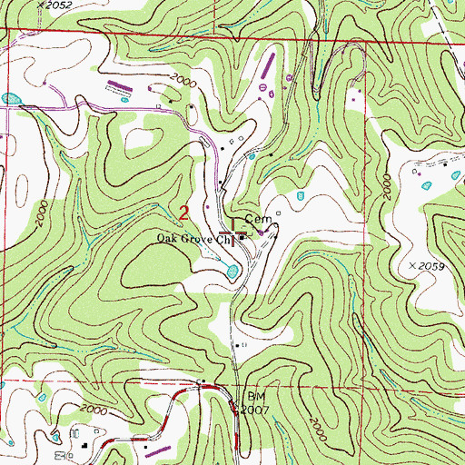 Topographic Map of Oak Grove School, AR