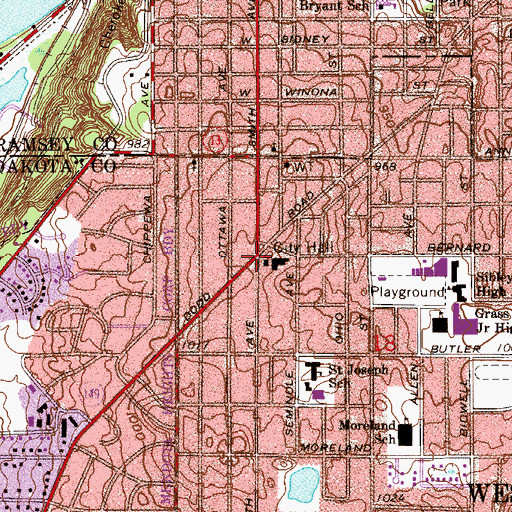 Topographic Map of West Saint Paul, MN
