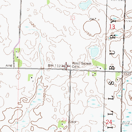 Topographic Map of West Salem Cemetery, MN