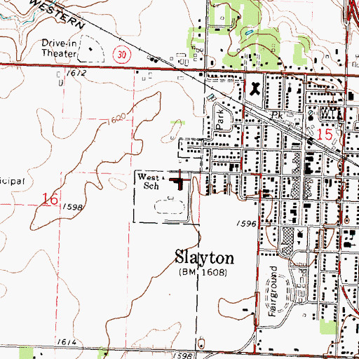 Topographic Map of West School, MN