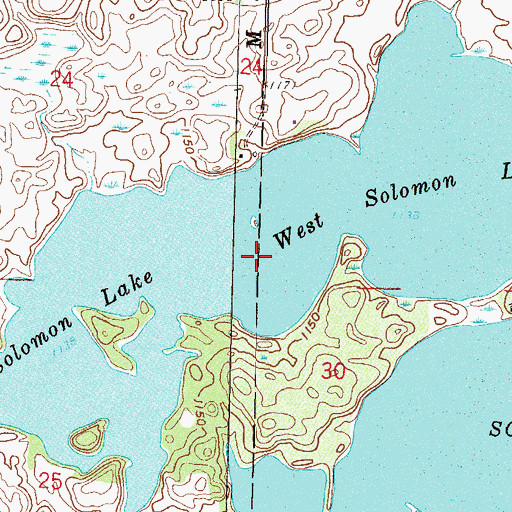 Topographic Map of West Solomon Lake, MN