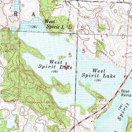 Topographic Map of West Spirit Lake, MN