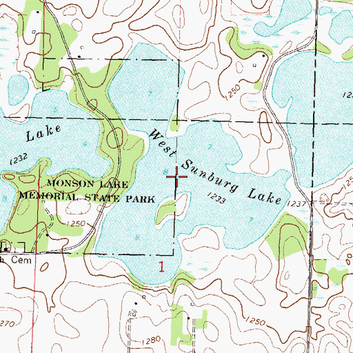 Topographic Map of West Sunburg Lake, MN