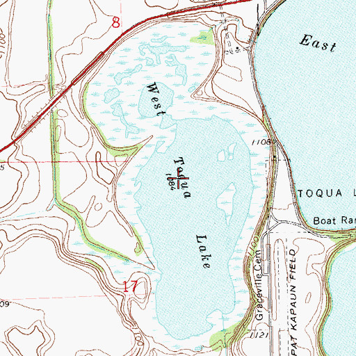 Topographic Map of West Toqua Lake, MN