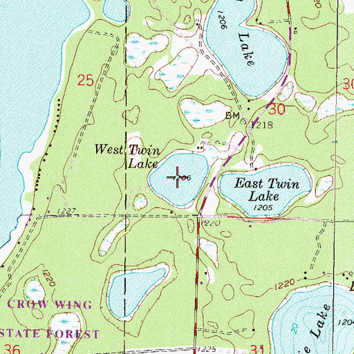 Topographic Map of West Twin Lake, MN
