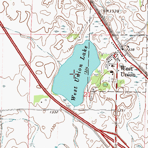 Topographic Map of West Union Lake, MN