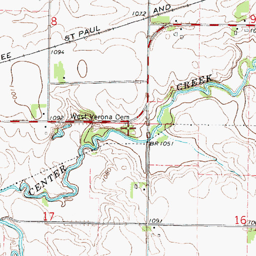 Topographic Map of West Verona Cemetery, MN