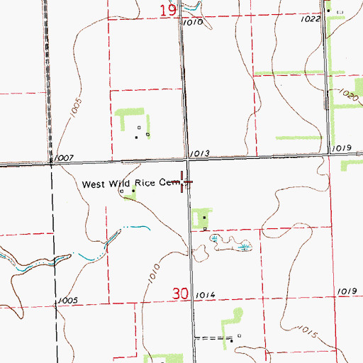 Topographic Map of West Wild Rice Cemetery, MN