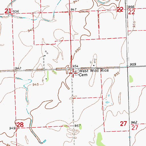 Topographic Map of West Wild Rice Cemetery, MN