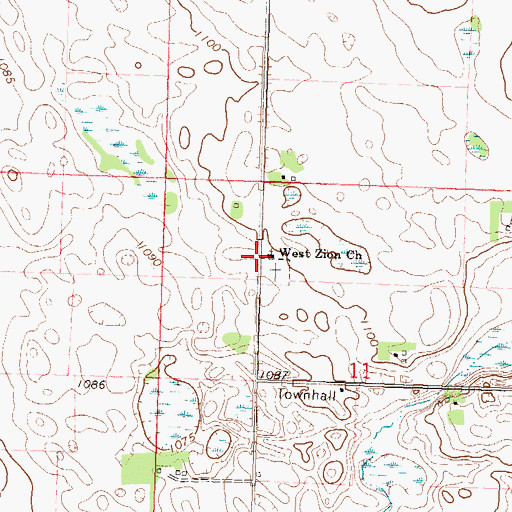Topographic Map of West Zion Church, MN