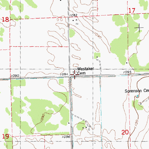 Topographic Map of Westakre Church, MN