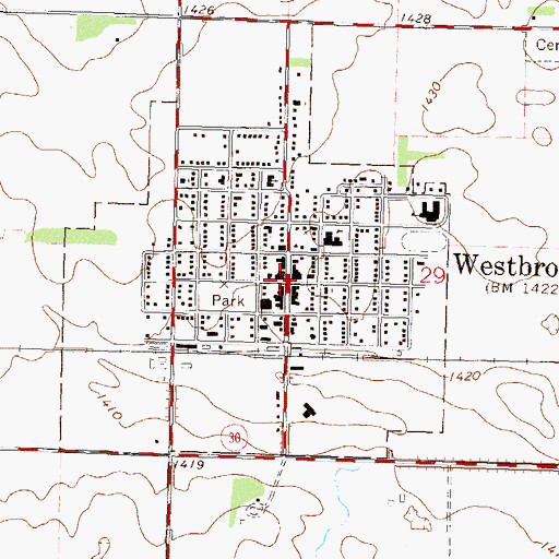 Topographic Map of Westbrook, MN