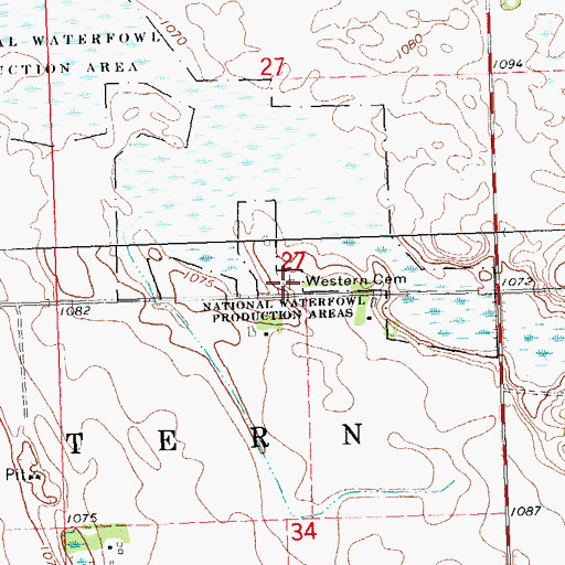 Topographic Map of Western Cemetery, MN