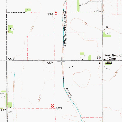 Topographic Map of Westfield-Ripley Ditch, MN